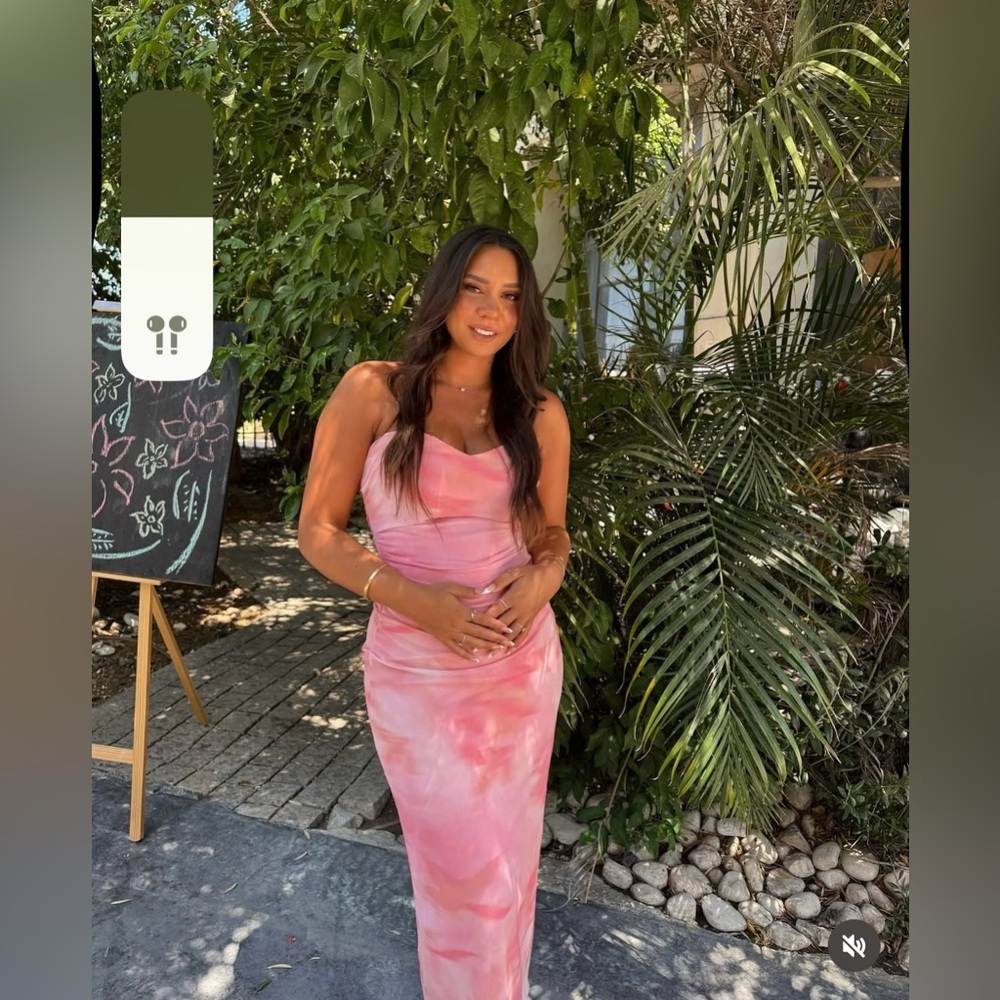 Zara mesh Pink Strapless Dress corset midi maxi bodycon evening party - Picture 4 of 13